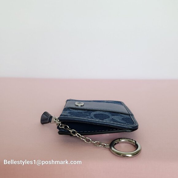 COACH Mini Skinny ID Card Case in Denim Signature- Deep Blue multi color⭐ - Picture 11 of 16